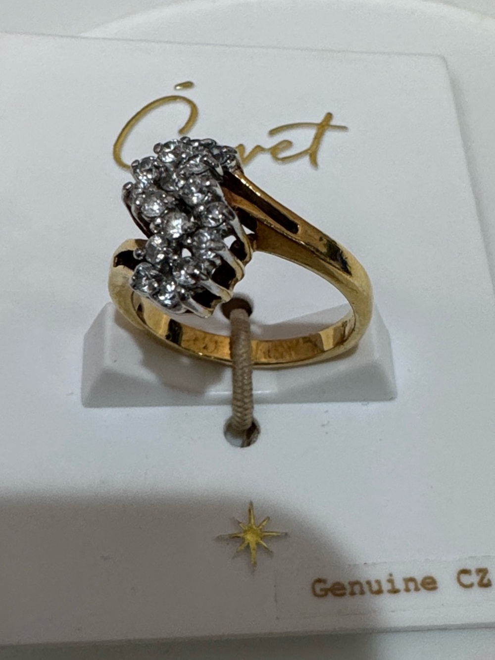 Covet Gold-Tone Ring with Clear CZ Cluster